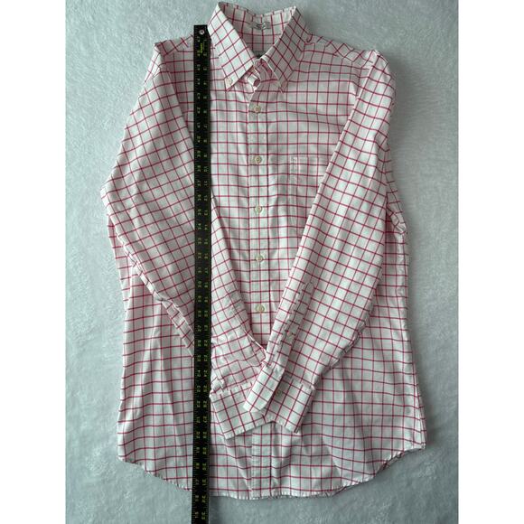 Peter Millar Nanoluxe Easy Care Shirt Men Size Medium Pink White Plaid - Picture 3 of 5